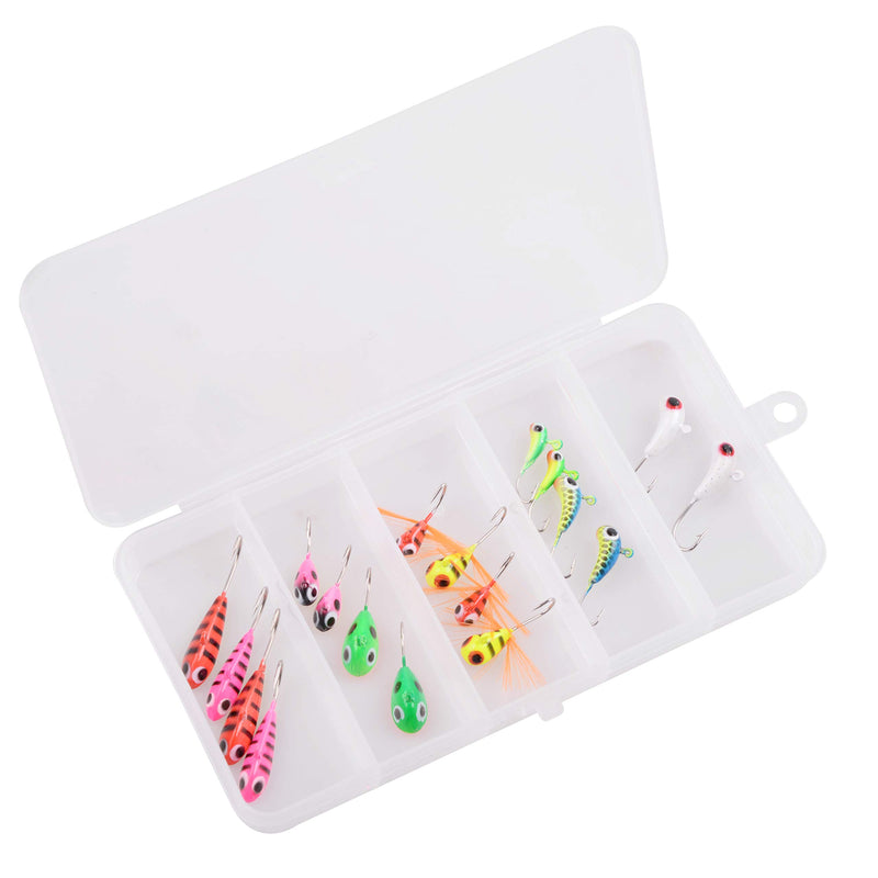 Ice Fishing Jigs Lures Kit - 18/36pcs Fishing Jigg Hooks Hard Metal Bait for Winter Ice Jigging Bass Walleye Pike Carp Catfish Trout Perch with Tackle Box 18pcs ice fishing kit - BeesActive Australia