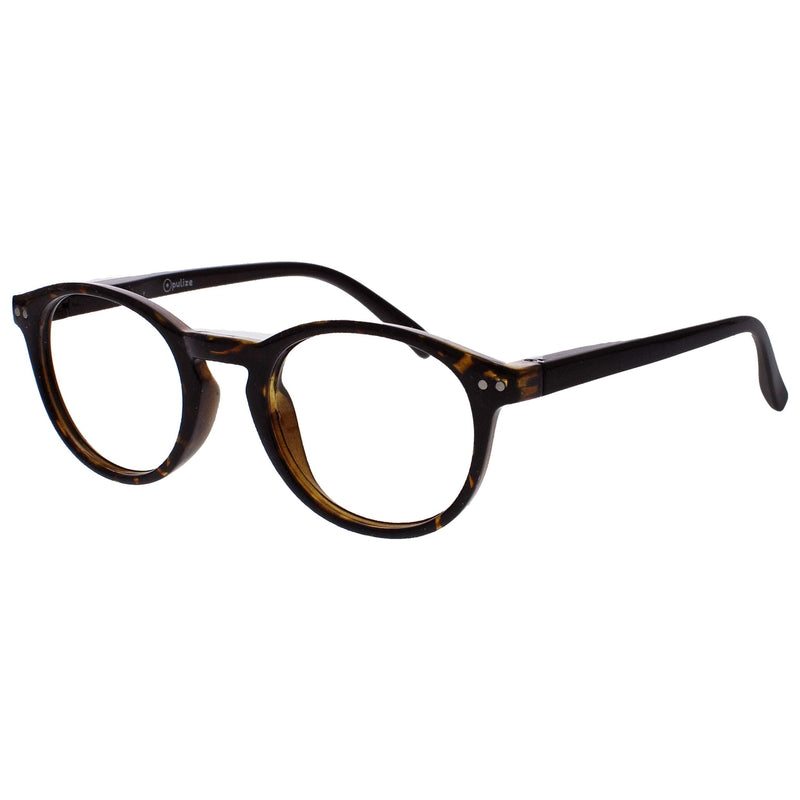 Opulize Zen Reading Glasses Cool Round Frame Spring Hinges Scratch Resistant Shiny Dark Brown Tortoiseshelll Mens Womens R24-2 +3.00 +2.50 Magnification Dark Brown Tortoiseshelll With Black Arms - BeesActive Australia