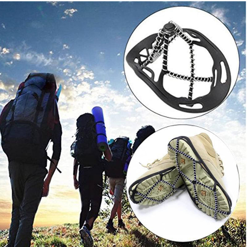 Walk Traction Cleats,Ice Cleats Anti Slip Crampons Rubber Spikes Ice Snow Grippers for Boots and Shoes for Winter Walking on Snow and Ice Climbing Hiking Mountaineering 2PCS for Man and Woman TPE - BeesActive Australia
