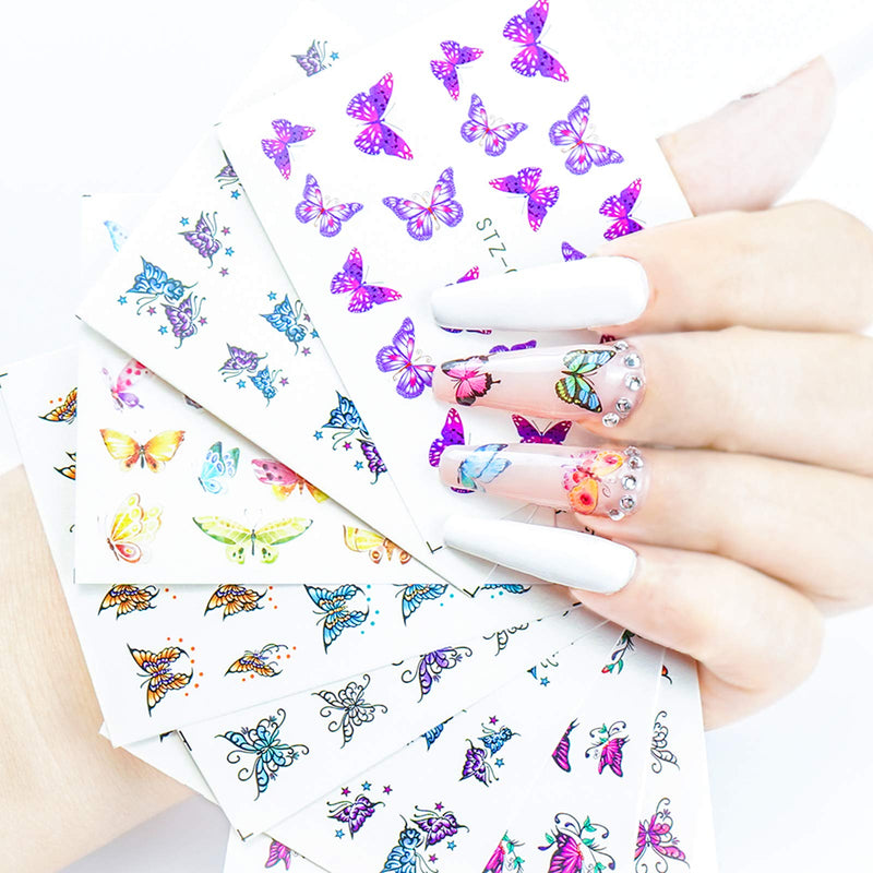 43pcs Butterfly Flower Nail Sticker Set for DIY Nails, Comes with 30 Sheet Butterfly Nail Sticker, 13 Sheet Flower Nail Decal, Cute Nail Designs for Girls Teens Woman 40pcs Butterfly & Flowers - BeesActive Australia