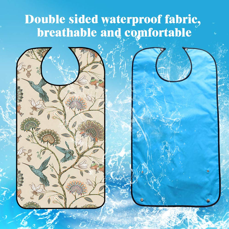 Adult Bib, Waterproof Washable Mealtime Clothes Protector Elegent Aid Apron with Crumb Catcher Women - BeesActive Australia
