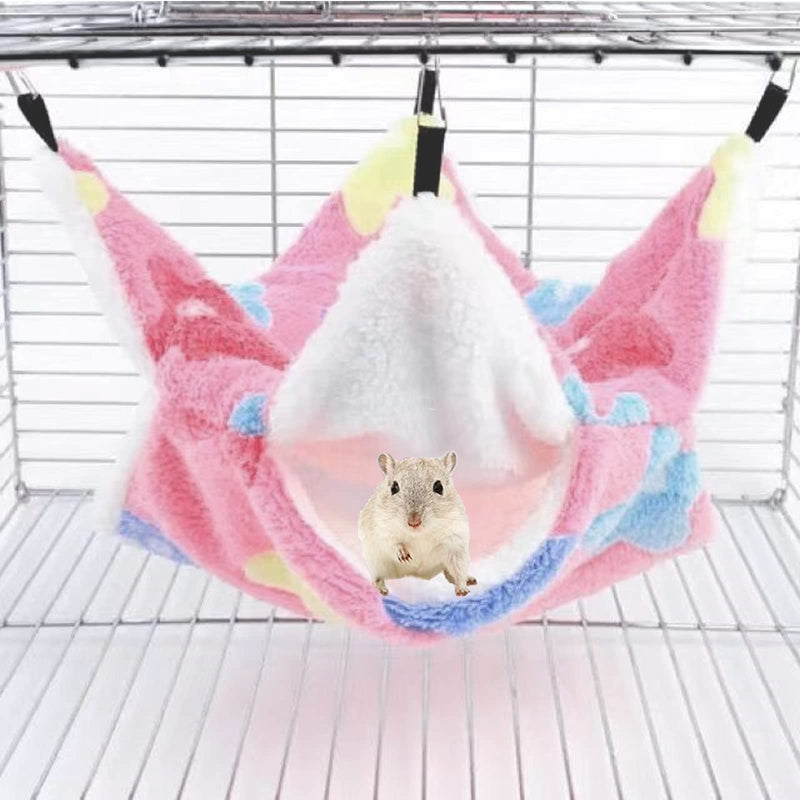 QeeHeng Small Animal Hanging Hammock ,Small Pet Swinging Bed,Double-Layer Pet Cage Hammock for Ferret Rat Sugar Glider and Other Small Animals Pink - BeesActive Australia