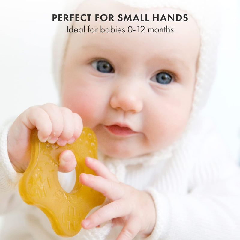 Natursutten Starfish Teether - Baby Teething Toys - Eco-Friendly Natural Rubber, PVC & 100% BPA-Free - Danish Design Baby Toys - Made in Italy Yellow - BeesActive Australia