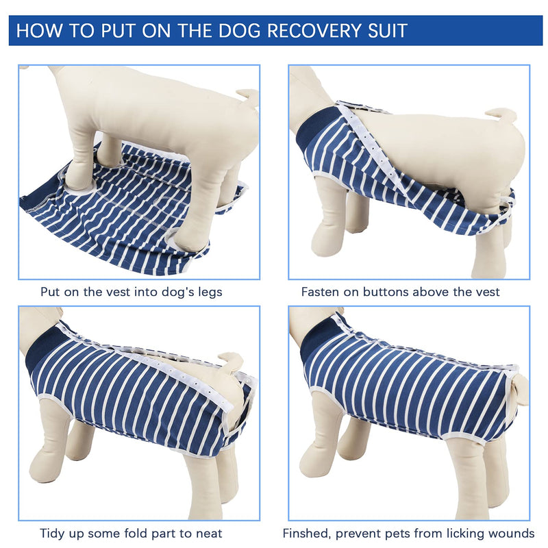 KAROKU Dog Recovery Suit Cats Bodysuits for Abdominal Wounds Recovery Shirt for Male Female Pet Surgical Snugly Suit After Surgery Anti-Licking Dog Onesies, Substitute E-Collar & Cone Medium Blue - BeesActive Australia