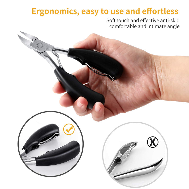 Toenail Clippers, Medical Grade Toe nail Trimmer, Nail Clippers for Thick Nails or Ingrown Nails, Stainless Steel Sharp Pedicure Toenail Cutters, with Easy-to-Grip Rubber Handle (Black). - BeesActive Australia