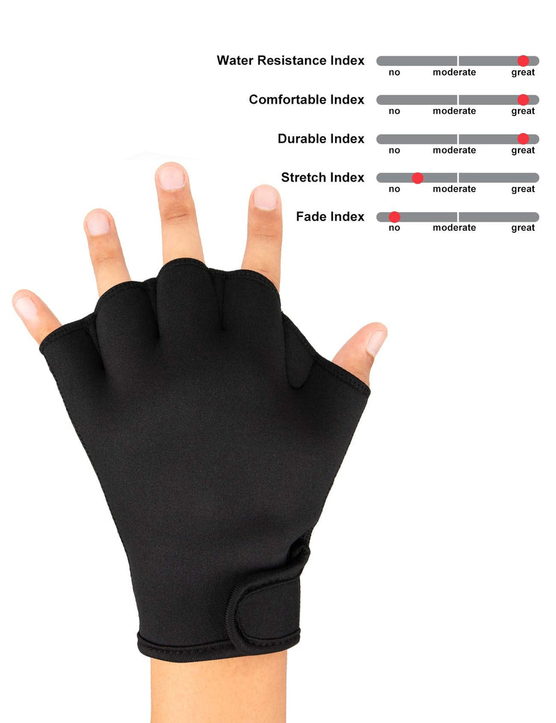 FitsT4 Aqua Gloves Webbed Paddle Swim Gloves Fitness Water Aerobics and Water Resistance Training for Men Women Children Black Small - BeesActive Australia
