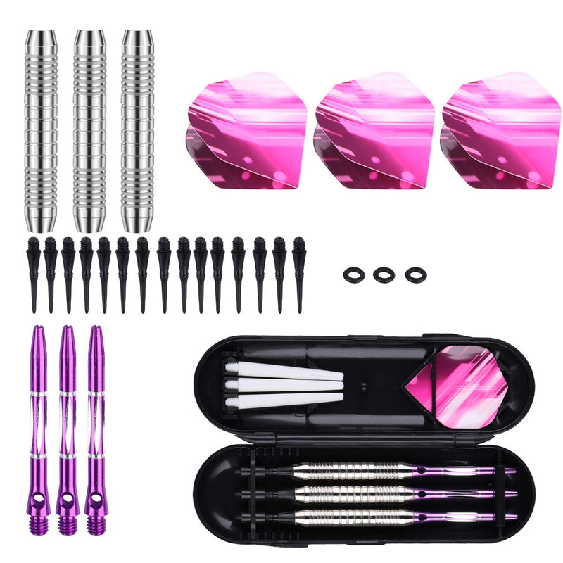 [AUSTRALIA] - sanfeng Darts Plastic Tip Set - 18g Soft Tip Darts - Nickel Plated Silver Dart Barrel 16 Grams + 50 Anti-Loose O-Rings + 6 Shaft (Aluminum/Nylon 45mm) + 6 Flights + Extra 50 Soft Tips Electronic Dart 7-B-18g-purple 