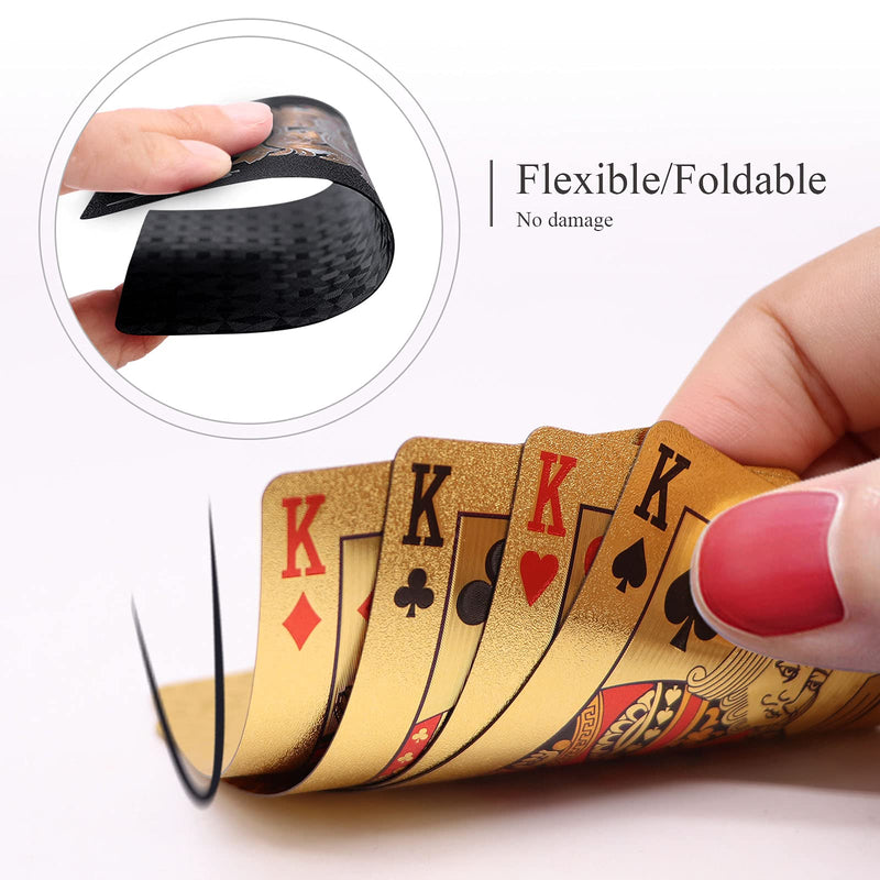 2 Decks Plastic Playing Cards Waterproof Playing Card, PVC Card Deck for Game and Party.(Black and Gold) If-3erk-s5os - BeesActive Australia