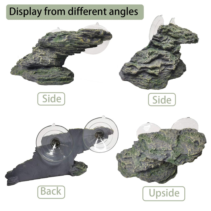 PINVNBY Turtle Basking Platform Reptile Climbing Shale Resin Step Ledge Stone Aquarium Ornament Rock Landscaping Decoration with Suction Cups for Frogs Newts Amphibians Lizard 8.2”Lx3.3”Wx3.1”H - BeesActive Australia