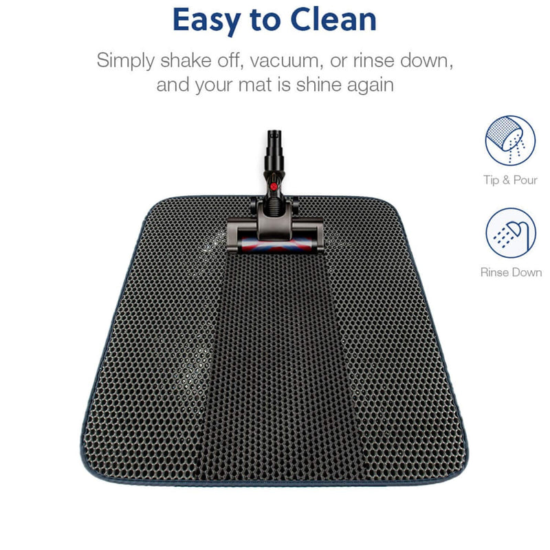 WePet Cat Litter Mat, Kitty Litter Trapping Mat, Honeycomb Double Layer Mats, No Phthalate, Urine Waterproof, Easy Clean, Scatter Control, Catcher Litter Tray Box Rug Carpet L 30 x 25" #02 Grey - BeesActive Australia