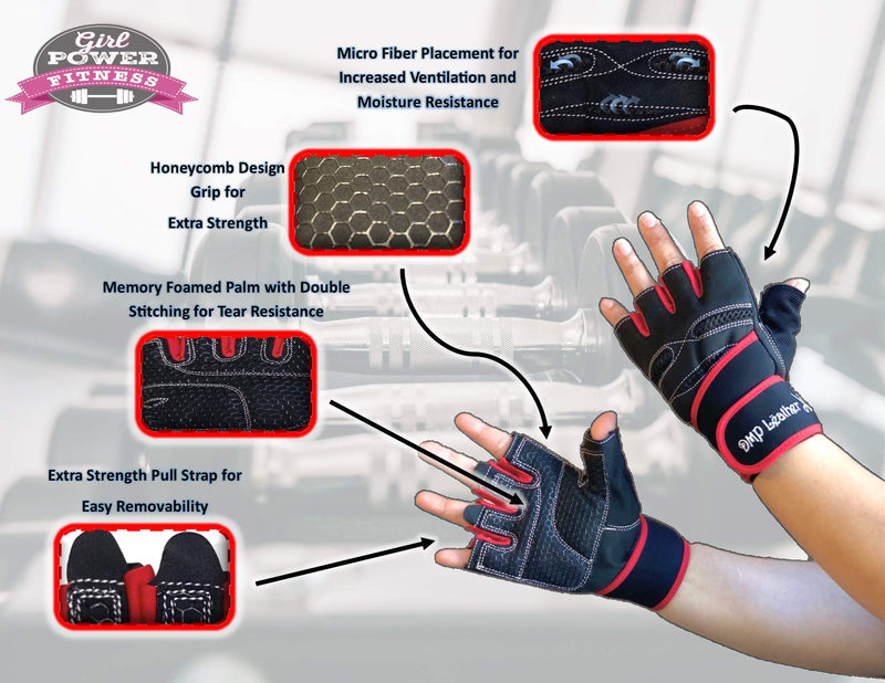 RedFox Workout Glove for Women with Wrap Around Wrist Support and HoneycombX Grip for Gym, Workouts, Exercise, Fitness, Training, & Weightlifting Made with Micro Fibers and Spandex X-Large - BeesActive Australia