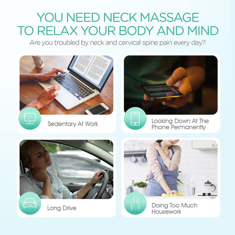 VOYOR Neck Massager Roller, Handheld Neck Massager for Neck Pain Shoulder Legs Muscle Relief, Deep Tissue Shiatsu Massage with 8 Pressure Trigger Point Balls, Lightweight & Portable MS410 (Grey) - BeesActive Australia