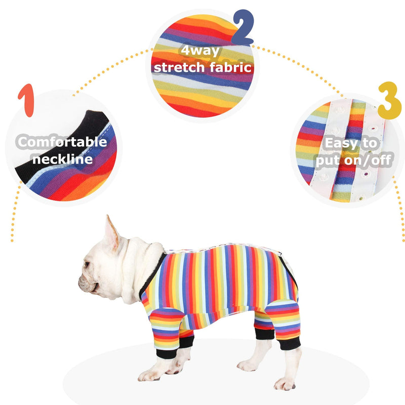 Pawcomon Recovery Suit for Dog After Surgery,Male Female Pet Onesie Clothes Dog Abdominal Wounds Bandages E-Collar& Cone Alternative,Prevent Licking Surgical Snuggly Suit X-Small Rainbow - BeesActive Australia