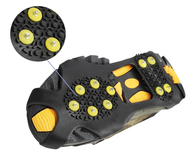willceal Ice Cleats, Ice Grippers Traction Cleats Shoes and Boots Rubber Snow Shoe Spikes Crampons with 10 Steel Studs Cleats Prevent Outdoor Activities from Wrestling Yellow Large - BeesActive Australia