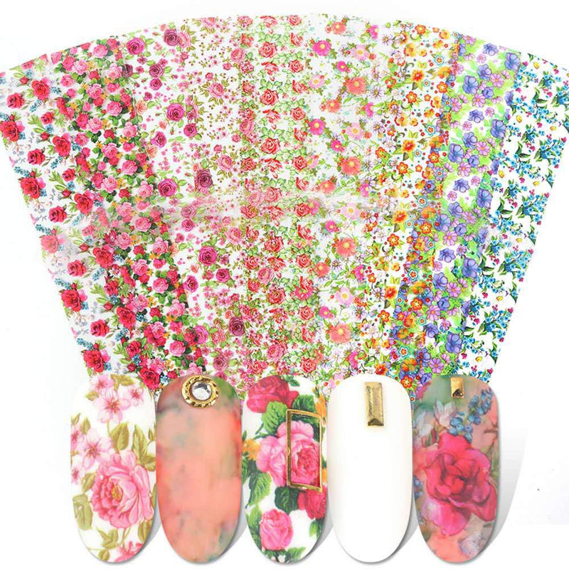 10 Sheets Flower Patterns Decal Nail Foil Stickers For Women - BeesActive Australia