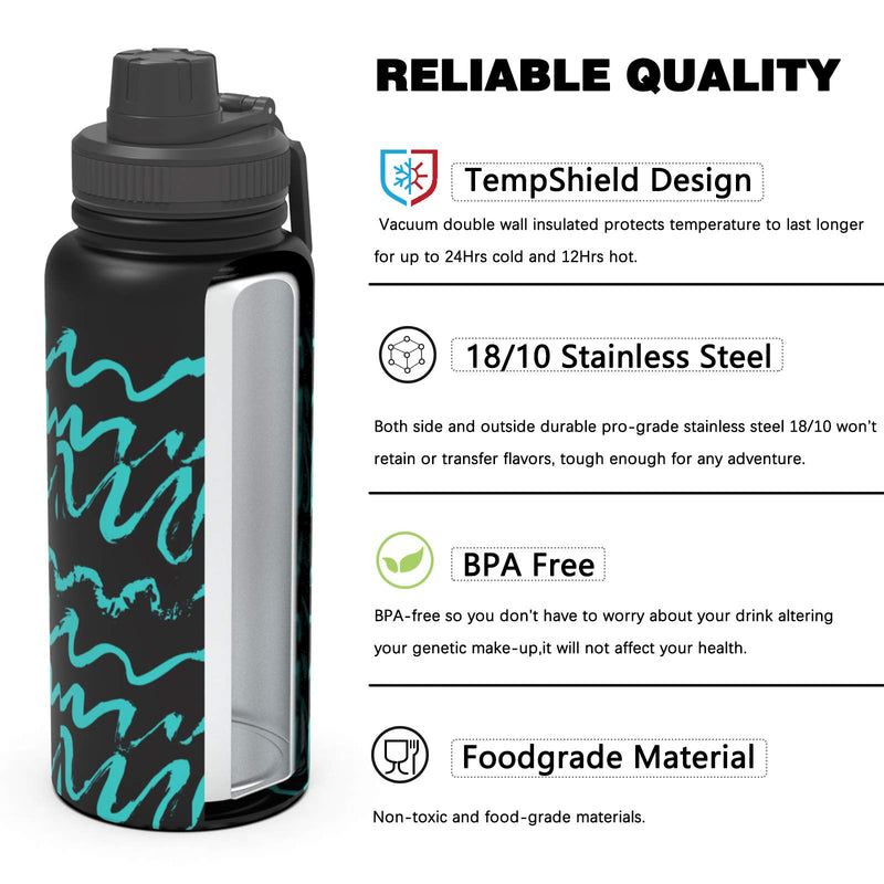 Macrosaving Water Bottle with Straw (27oz), 3 Lids, Double Wall Vacuum Stainless Steel Sports Insulated Water Bottle, Leakproof BPA Free Personalized Water Bottle Travel Thermos for Biking, Hiking Fantasy - BeesActive Australia