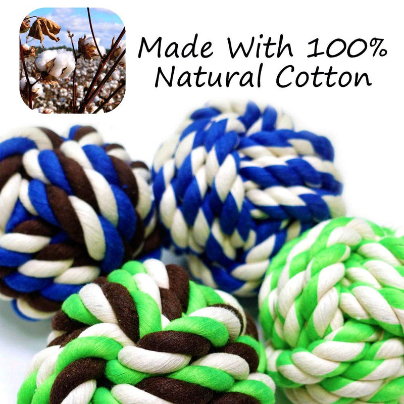 Otterly Pets Large Dog Toys Rope Balls for Dogs Big Tough Natural Cotton Rope Ball Chew Toy Set for Larger Breed (4-Pack) - BeesActive Australia