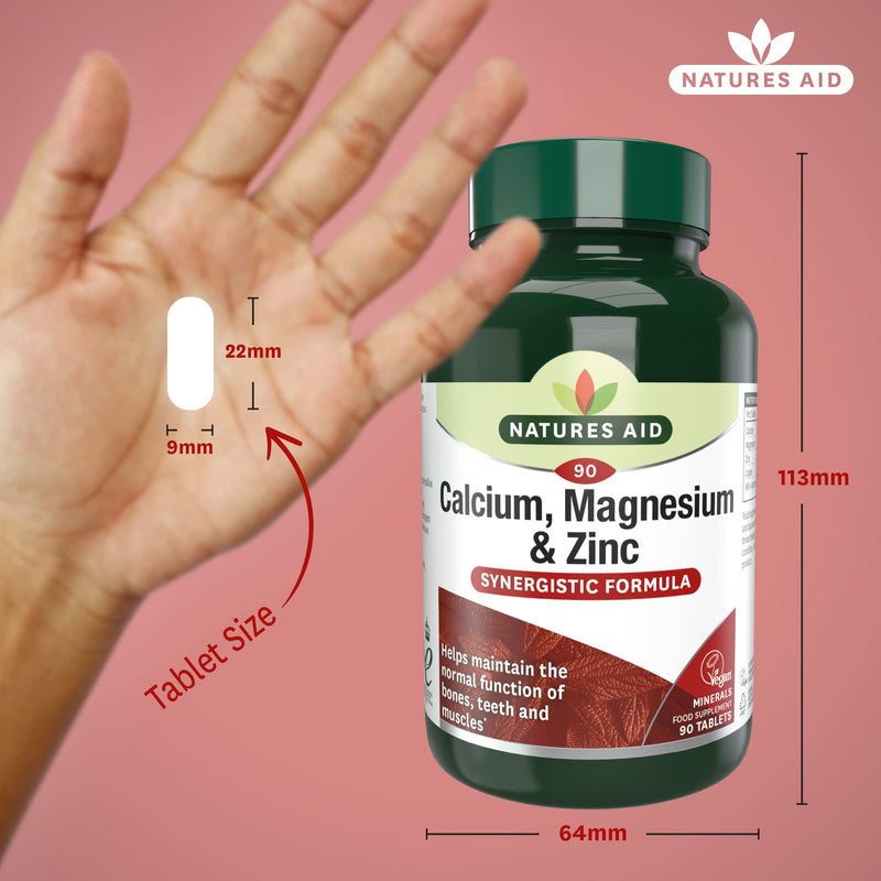 Natures Aid Calcium, Magnesium and Zinc, Maintain Normal Bones, Teeth and Muscle Function, Vegan, 90 Tablets Calcium, Magnesium and Zinc, 90 Tablets - BeesActive Australia