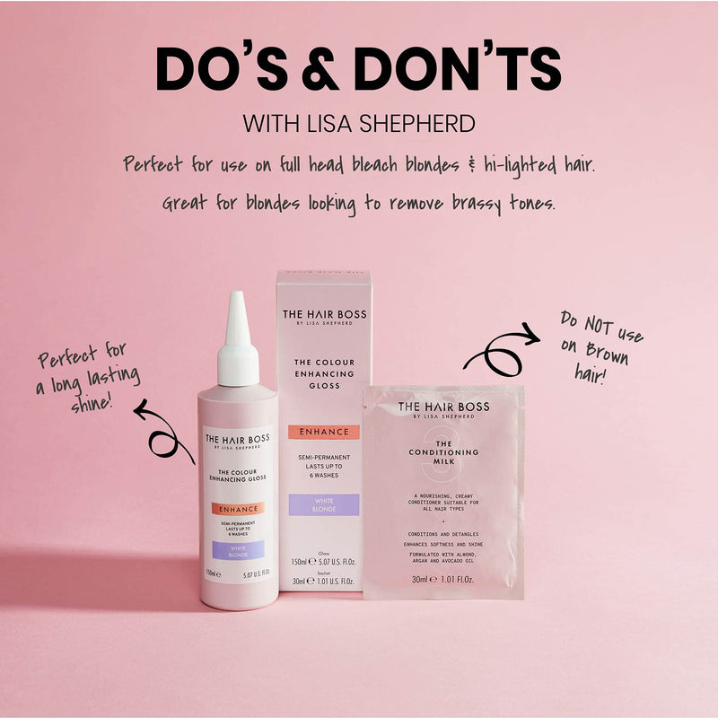 THE HAIR BOSS BY LISA SHEPHERD White Blonde Colour Enhancing Gloss, Semi-Permanent Hair Treatment for 6 Washes, 150ml - BeesActive Australia