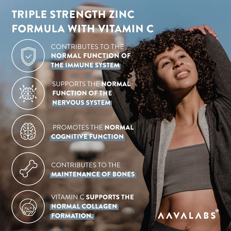 Triple Zinc 25mg - 3 Forms of Zinc with Vitamin C - Zinc Picolinate, Zinc Bisglycinate and Zinc Monomethionine - 180 High Strength Zinc Tablets - 6 Months Supply - Natural Zinc Supplements - BeesActive Australia