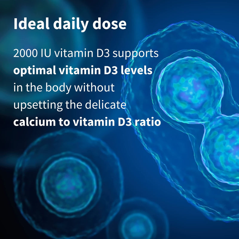 Pure & Essential Daily Vitamin D3 2000iu, 1-Year Supply, Cholecalciferol, Vegetarian, 365 Small Tablets - BeesActive Australia
