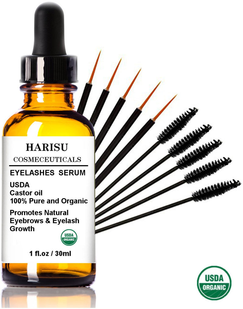 Harisu Cosmeceuticals's USDA Eyelashes Growth Serum castor oil - Natural Eyebrows & Eyelash Growth -For Healthy Eyelashes- Best for Healthy Growth and Strength Treatment - BeesActive Australia