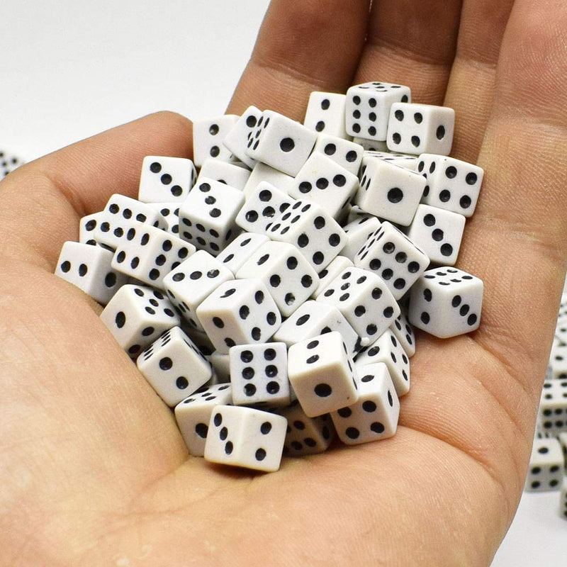 KRISMYA 100Pcs 8mm White Dice,Adult Game Dice for Teaching Math,Activity,Casino Theme,Party Favors,Toy Gifts,Magic Tricks Prop - BeesActive Australia