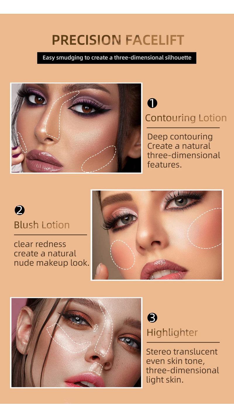 2 Colors Liquid Contour Beauty Wand, Highlighter and Bronzer Stick,Long Lasting & Smooth Natural Matte Finish,with Cushion Applicator Attached Easy to Blend. (1# / 2#) 2 Colors- 1# / 2# - BeesActive Australia