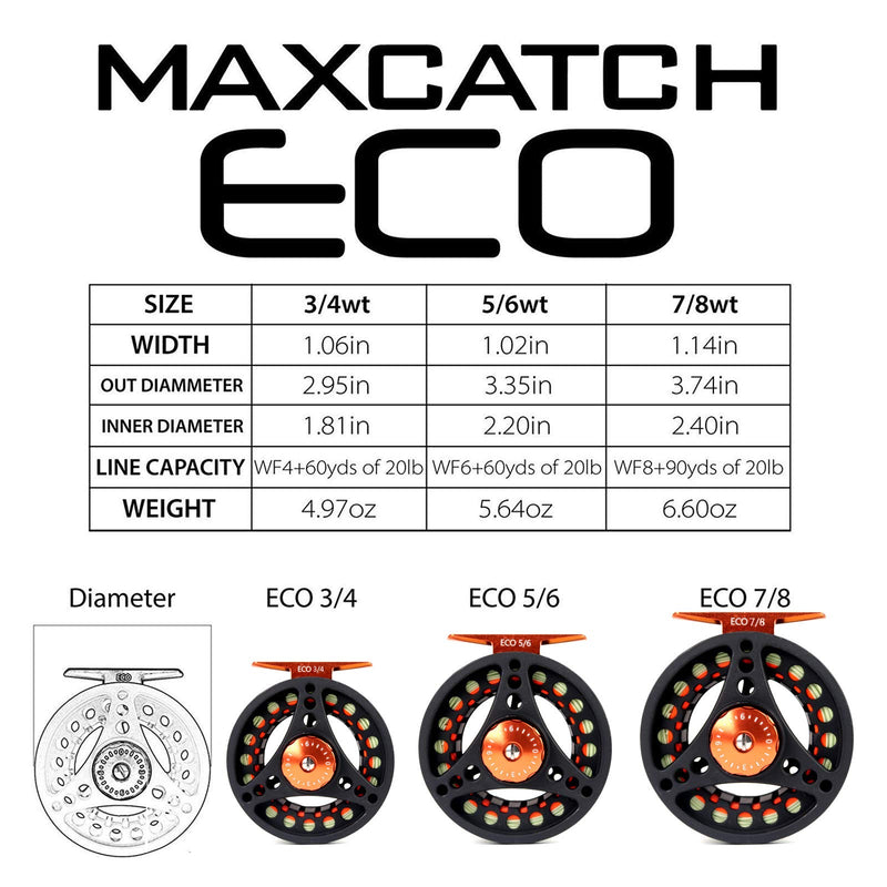 Maxcatch ECO Pre-Loaded Fly Fishing Reel Black 7/8wt & Fly Line Combo WF8F Fluo Yellow - BeesActive Australia