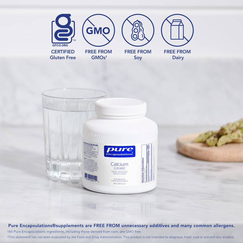 Pure Encapsulations - Calcium (Citrate) - Highly Absorbable Calcium Citrate Supplement - 180 Capsules - BeesActive Australia