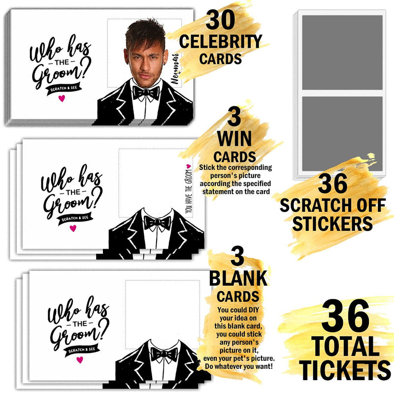 Bridal Shower Games - Who Has The Groom Scratch Off Celebrity Cards, Bachelorette Party Games Supplies – 36 16 Plus White - BeesActive Australia