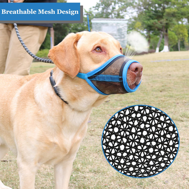Dog Muzzle, Mesh Muzzle for Small Medium Large Dogs, Soft Dog Muzzle to Prevent Biting Chewing, Drinkable Breathable Adjustable Puppy Muzzle S(Snout: 4¾"-6") Black - BeesActive Australia