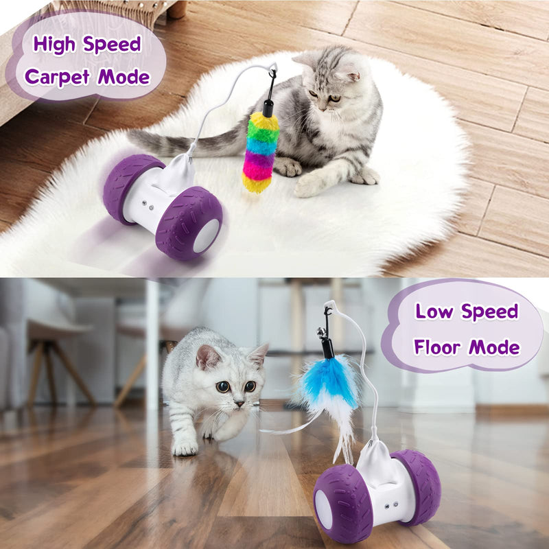 BEBOBLY Automatic Cat Toys Interactive for Indoor Cats, Electric Robotic Kitten Toy for Cat Exercise Chasing Hunting, USB Rechargeable Pet Smart Toys for Play Alone, Self Rotating Spinning Light Purple - BeesActive Australia