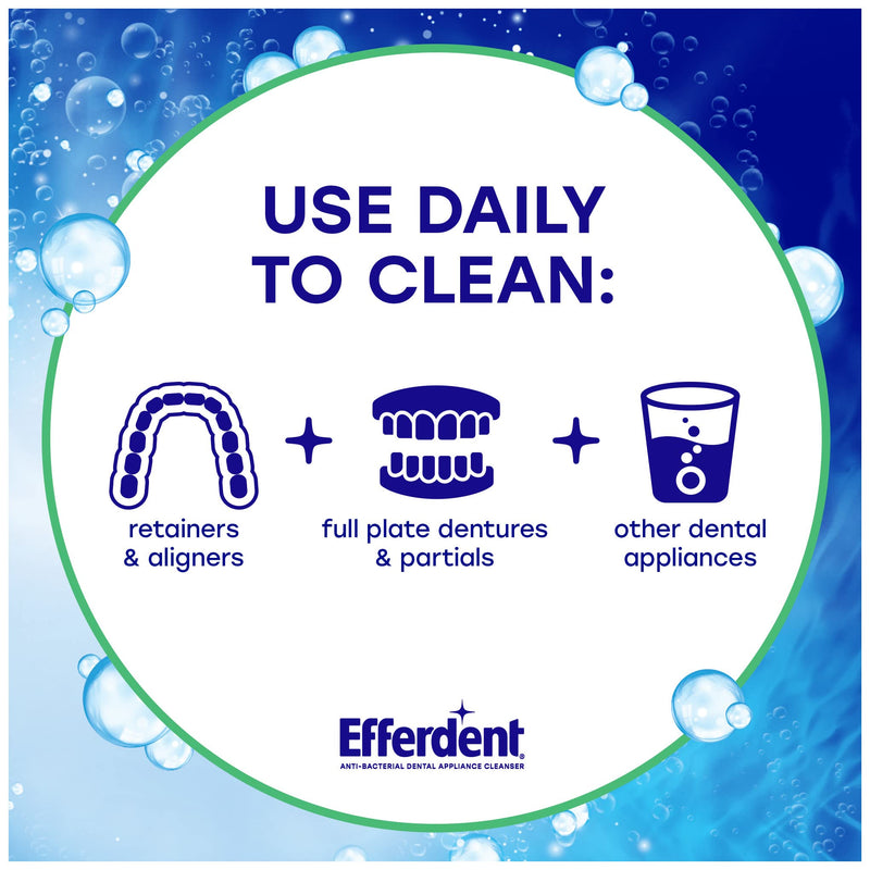 Efferdent Plus Mint Anti-Bacterial Denture Cleanser | 90 tablets | Actively Cleans Between Dentures | Packaging May Vary - BeesActive Australia