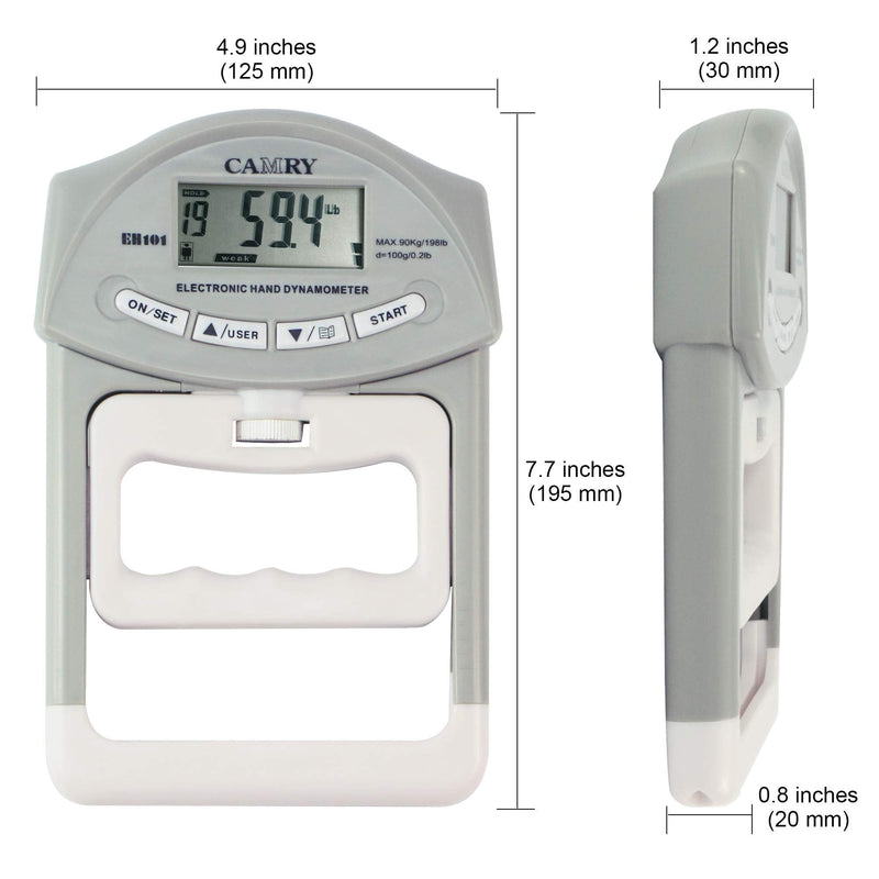 CAMRY Digital Hand Dynamometer Grip Strength Measurement Meter Auto Capturing Electronic Hand Grip Power 198 Lbs / 90 Kgs - BeesActive Australia