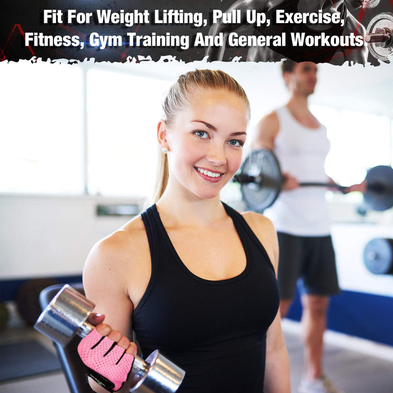 2 Pairs Workout Gloves Women Adjustable Weight Lifting Gloves Gym Exercise Workout Gloves Breathable Training Gloves for Men and Women Fitness, Biking, Pull up, Cycling Black, Pink Medium - BeesActive Australia