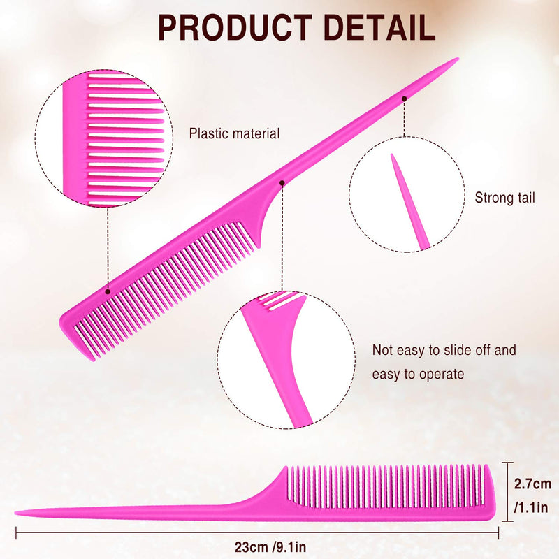 3 Pieces Plastic Rat Tail Comb Pintail Comb Fiber Teasing Comb 9 Inch Styling Comb with Thin and Long Handle for Men Women Girl Salon Home Supplies - BeesActive Australia