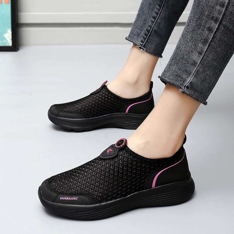 VARSKARC Women's Outdoor Slip-Resistant Breathable Lightweight Sports Shoes 5 Black - BeesActive Australia