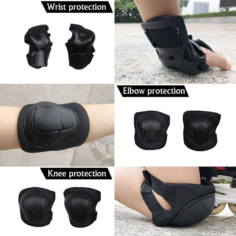 BOSONER Kids/Youth Knee Pad Elbow Pads Guards Protective Gear Set for Roller Skates Cycling BMX Bike Skateboard Inline Skatings Scooter Riding Sports Black - BeesActive Australia