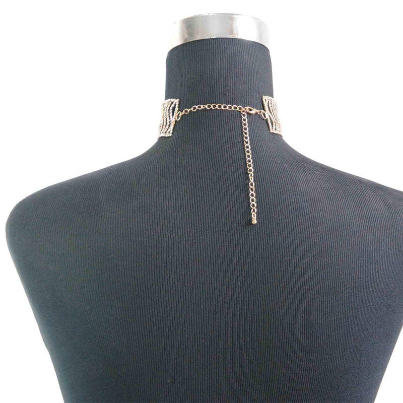 Olbye Bling Rhinestone Choker Necklace Gold Diamond Chain Necklace Short Collar Necklace Sexy Sparkling Nightclub Necklaces Jewelry for Women and Girls (Gold) - BeesActive Australia
