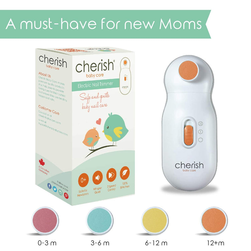 Replacement Filing Pads for Cherish Baby Care Electric Baby Nail Trimmer - Includes 4 Colour Filing Discs for Newborn to Toddler - BeesActive Australia