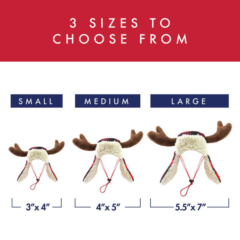 Huxley & Kent Hat | Fun Christmas Holiday Hat for Dogs/Cats | Cute, Comfortable and Fun | SnugFit Strings for Best Fit Antler Buffalo Check Large - BeesActive Australia