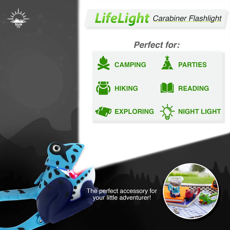 Sun Company Lifelight Animal Carabiner Flashlight | Animal Keychain Lights Blue Frog - BeesActive Australia