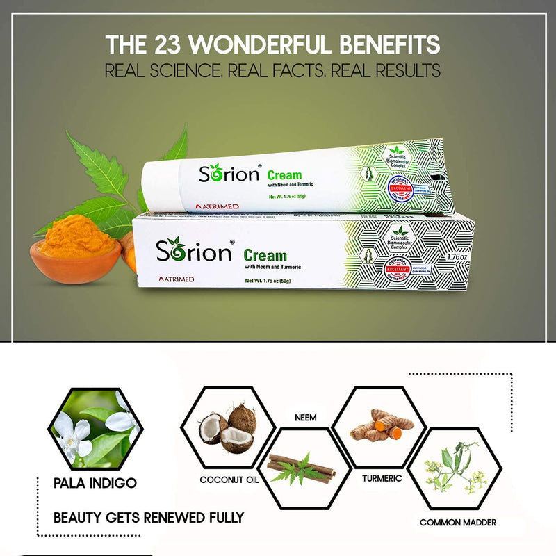 Sorion Cream - Psoriasis Eczema - Herbal Care with Coconut Oil, Neem and Turmeric for Supporting Clear Skin - BeesActive Australia
