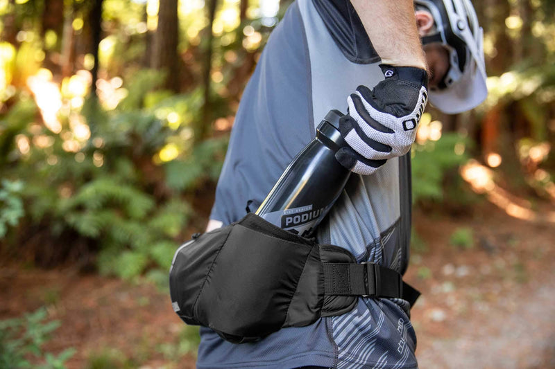 CamelBak Podium Flow Bike Hydration Belt - Easy Access Bottle Pocket - Podium Dirt Series Bottle - Adjustable Waist Buckle - Secure Zipper Pocket - Riding Belt - 21 Ounce Black - BeesActive Australia