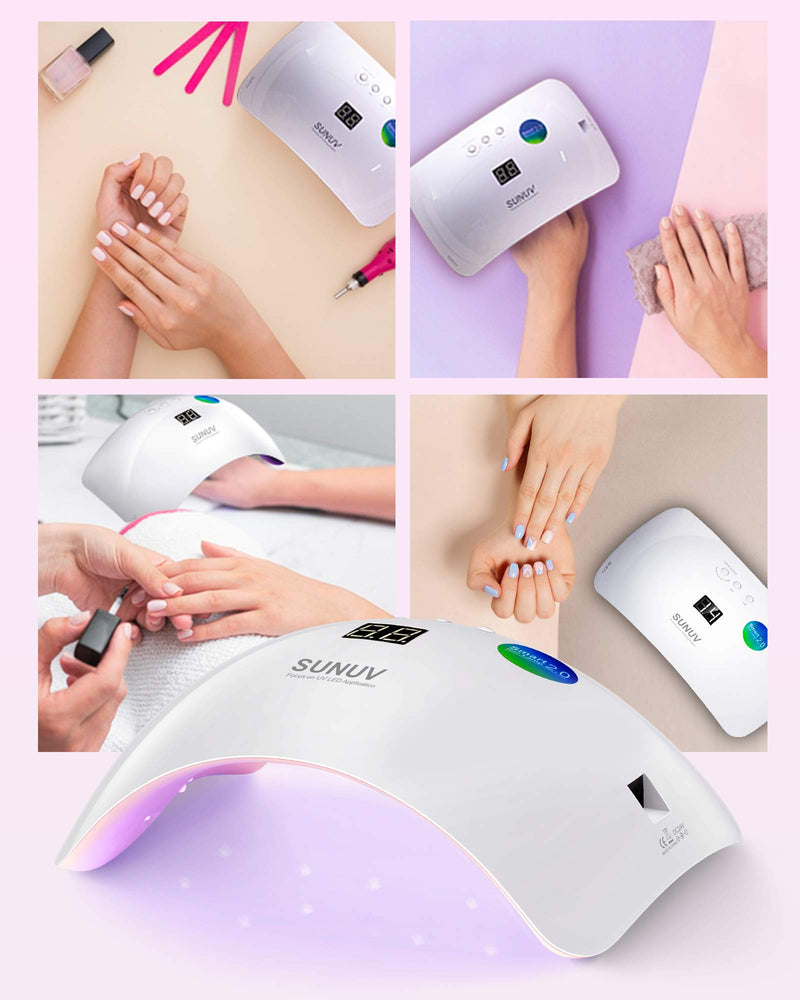 Gel UV LED Nail Lamp,SUNUV Nail Dryer 36W Gel Curing Light for Nail Polish with Aotu Sensor 3 Timers SUN8 Pink - BeesActive Australia