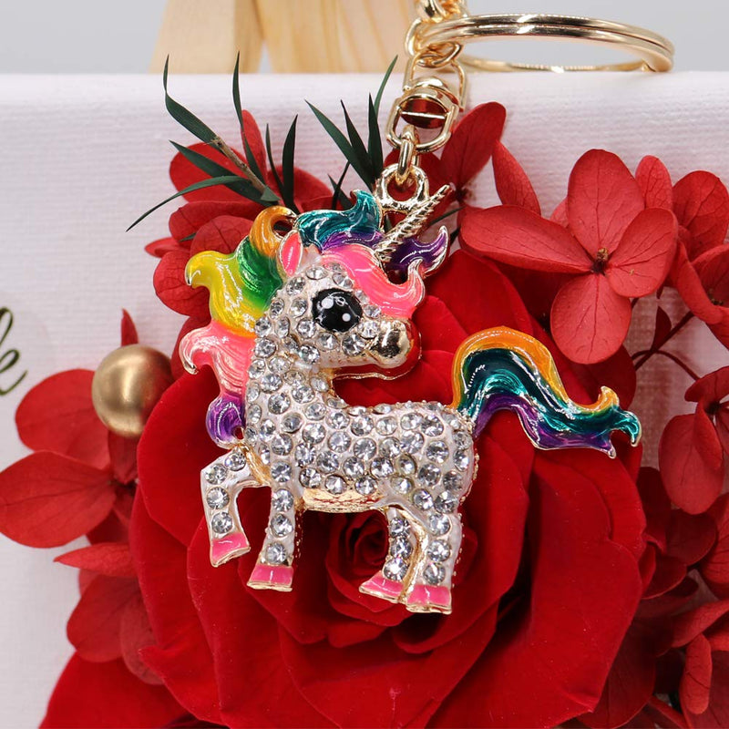 LLAMEVOL Gifts for Women Gilrs Unicorn Cute Keychain Wristlet Keychain Horse Bling Keychain Crystal Keychains Detachable Gold Keychain Pendant Metal and Rhinestone Mom Keychain Holder Set - BeesActive Australia