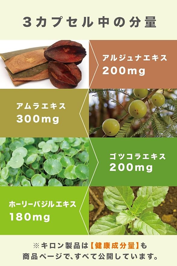 Kiron Torch Terminalia Arjuna 200 mg Amra 300 mg Gotukora 200 mg Holy Basil 180 mg 3 caps Synergy Blend Dopamine, Serotonin, Acetylcholine 90 Capsules, 30 Serving Supervised by a teacher in Japan. - BeesActive Australia