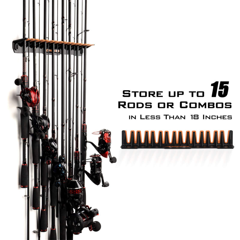 KastKing Patented V15 Vertical Fishing Rod Holder – Wall Mounted Fishing Rod Rack, Store 15 Rods or Fishing Rod Combos in 18 Inches, Great Fishing Pole Holder and Rack 1 Pack - BeesActive Australia