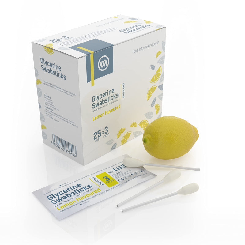 Optimum Medical Glycerin Swabsticks – Lemon or Blackcurrant Flavour Pleasant Tasting Sugar Free Swab Sticks for Dry Mouth Relief and Dental Hygiene (Lemon - Box of 75) Lemon - Box of 75 - BeesActive Australia